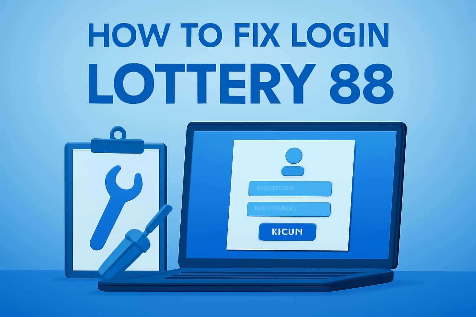 A high-tech visualization of troubleshooting login access for Lottery 88.