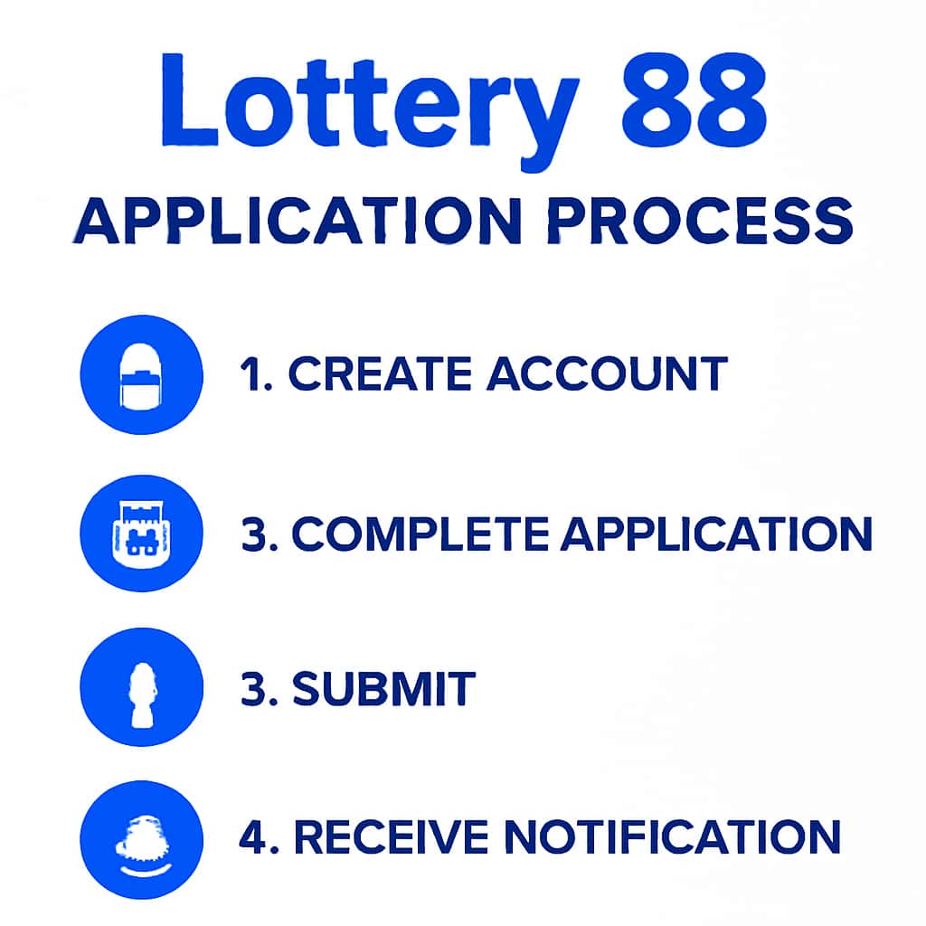 An educational diagram illustrating the steps in the Lottery 88 application process.