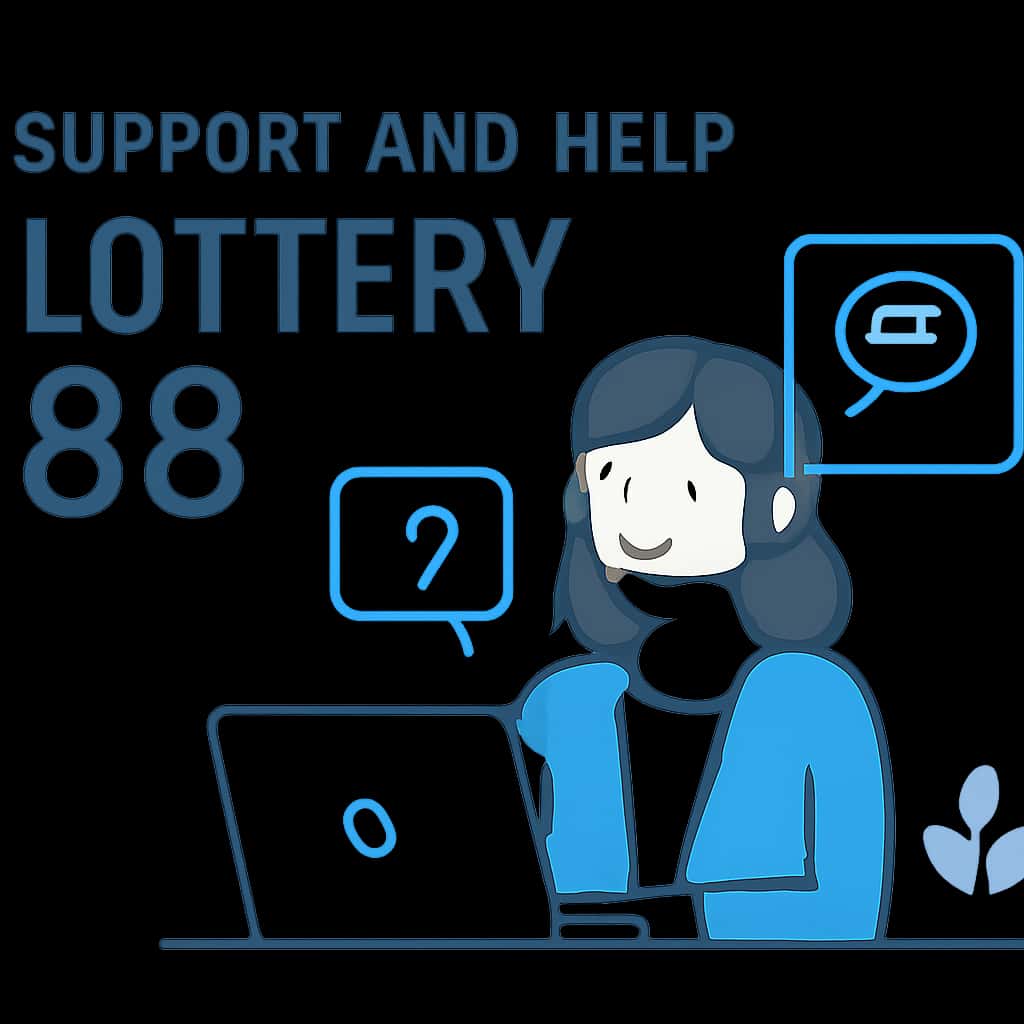 An educational illustration detailing the support options available for Lottery 88.